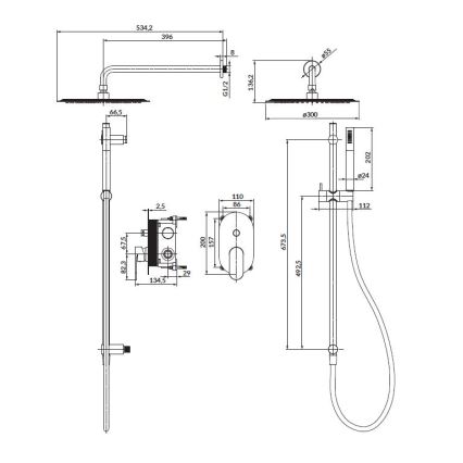 Cersanit S952-009 - Σετ ντους με εντοιχιζόμενη μπαταρία CREA μαύρο