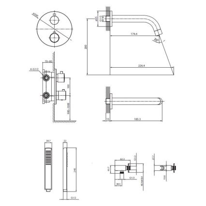 Cersanit S952-034 - Σετ μπανιέρας με εντοιχισμένη θερμοστατική μπαταρία ZEN σε γυαλιστερό χρώμιο