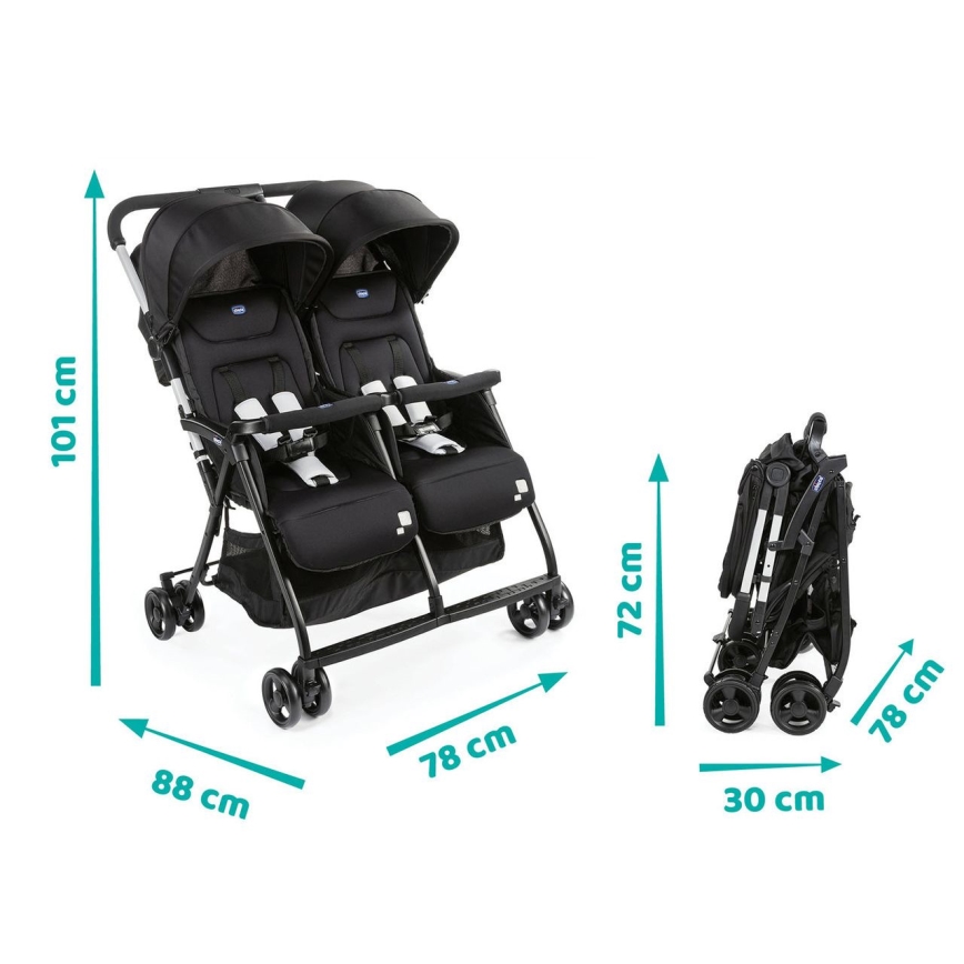 Chicco - Καροτσάκι για twins OHLALA TWIN Black Night μαύρο