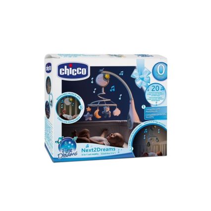 Chicco - Κρεμαστό μουσικό παιχνίδι κούνιας 3in1 NEXT2DREAMS 3xAA μπλε