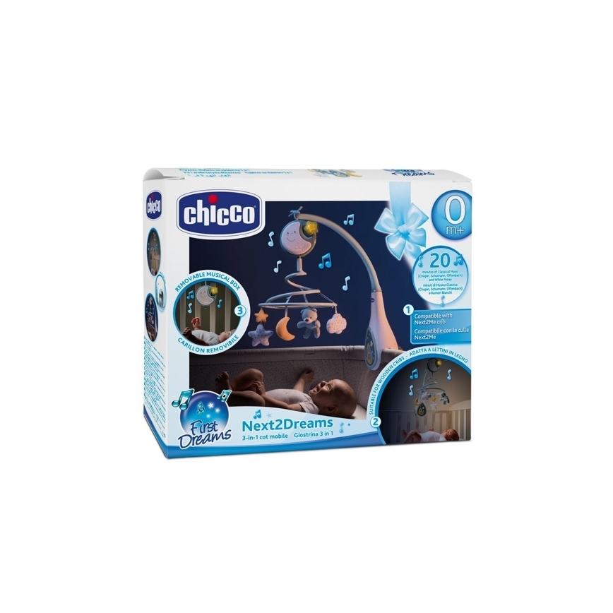 Chicco - Κρεμαστό μουσικό παιχνίδι κούνιας 3in1 NEXT2DREAMS 3xAA μπλε