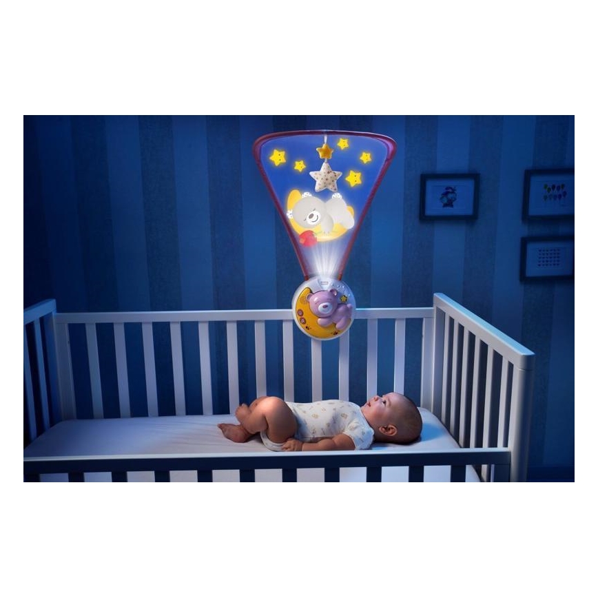 Chicco - Μουσικό παιχνίδι κούνιας με προβολέα 3σε1 NEXT2MOON ροζ