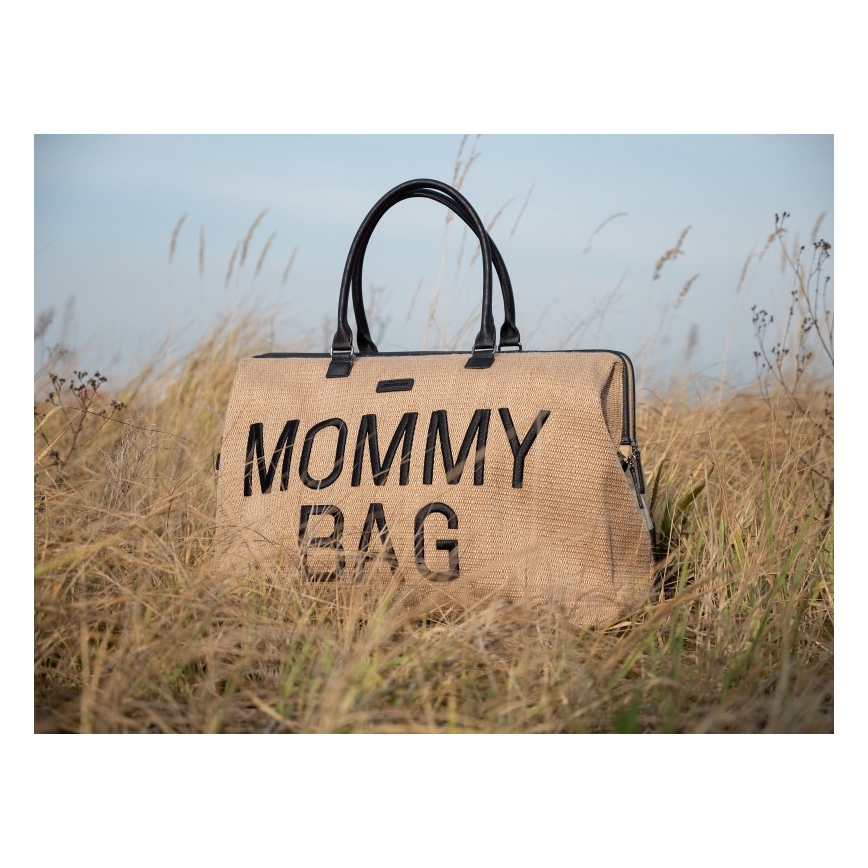 Childhome - Τσάντα αλλαγής ρούχων MOMMY BAG RAFFIA LOOK μπεζ