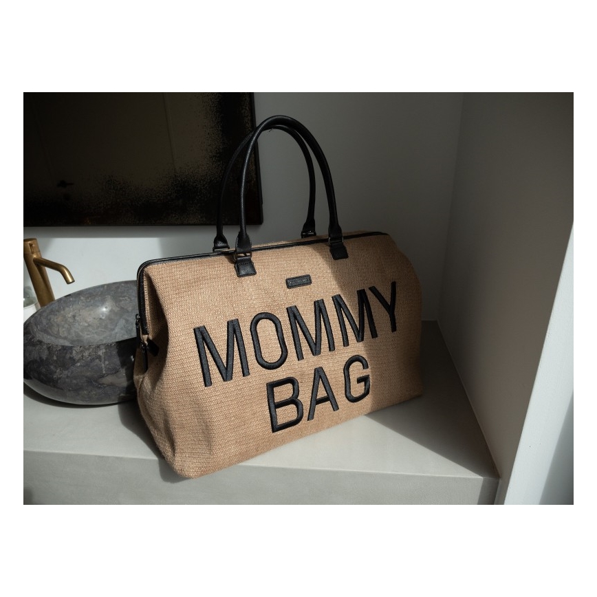 Childhome - Τσάντα αλλαγής ρούχων MOMMY BAG RAFFIA LOOK μπεζ