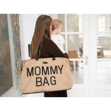 Childhome - Τσάντα αλλαγής ρούχων MOMMY BAG RAFFIA LOOK μπεζ