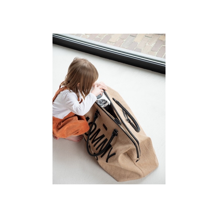 Childhome - Τσάντα αλλαγής ρούχων MOMMY BAG RAFFIA LOOK μπεζ