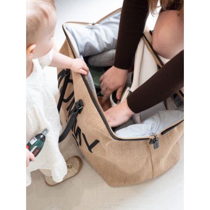 Childhome - Τσάντα αλλαγής ρούχων MOMMY BAG RAFFIA LOOK μπεζ