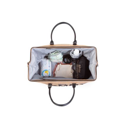 Childhome - Τσάντα αλλαγής ρούχων MOMMY BAG RAFFIA LOOK μπεζ