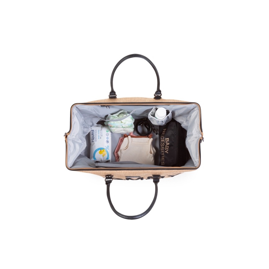Childhome - Τσάντα αλλαγής ρούχων MOMMY BAG RAFFIA LOOK μπεζ