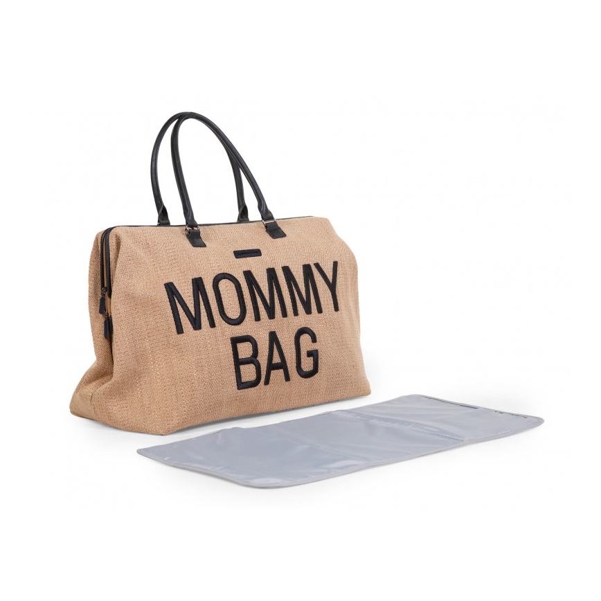 Childhome - Τσάντα αλλαγής ρούχων MOMMY BAG RAFFIA LOOK μπεζ