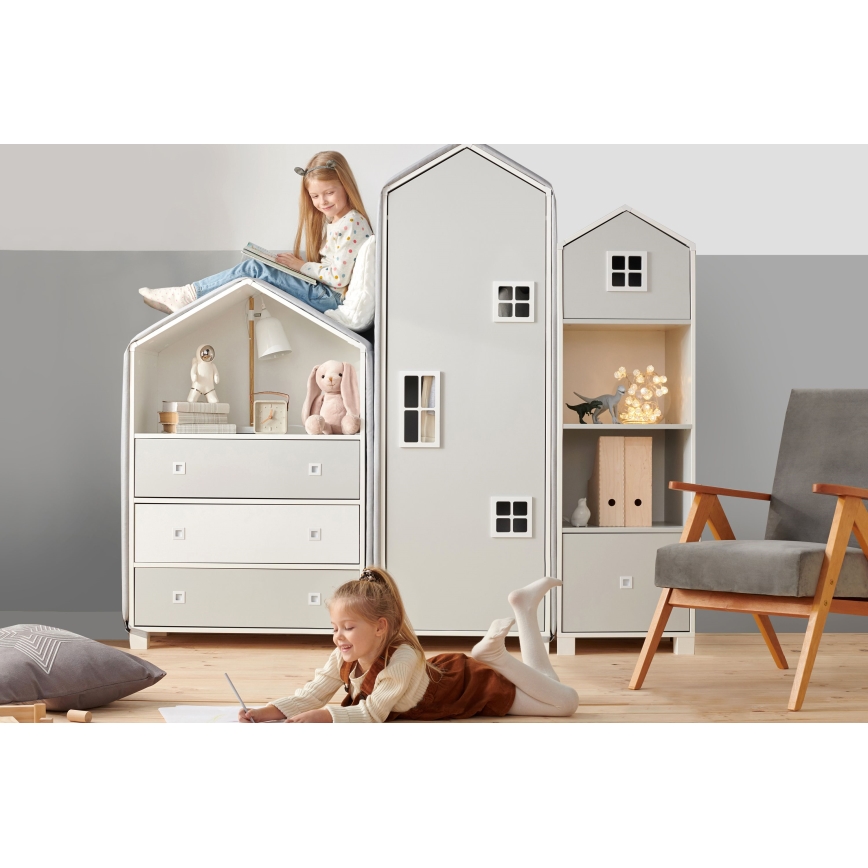 Children's cabinet MIRUM 126x80 cm λευκό/γκρι
