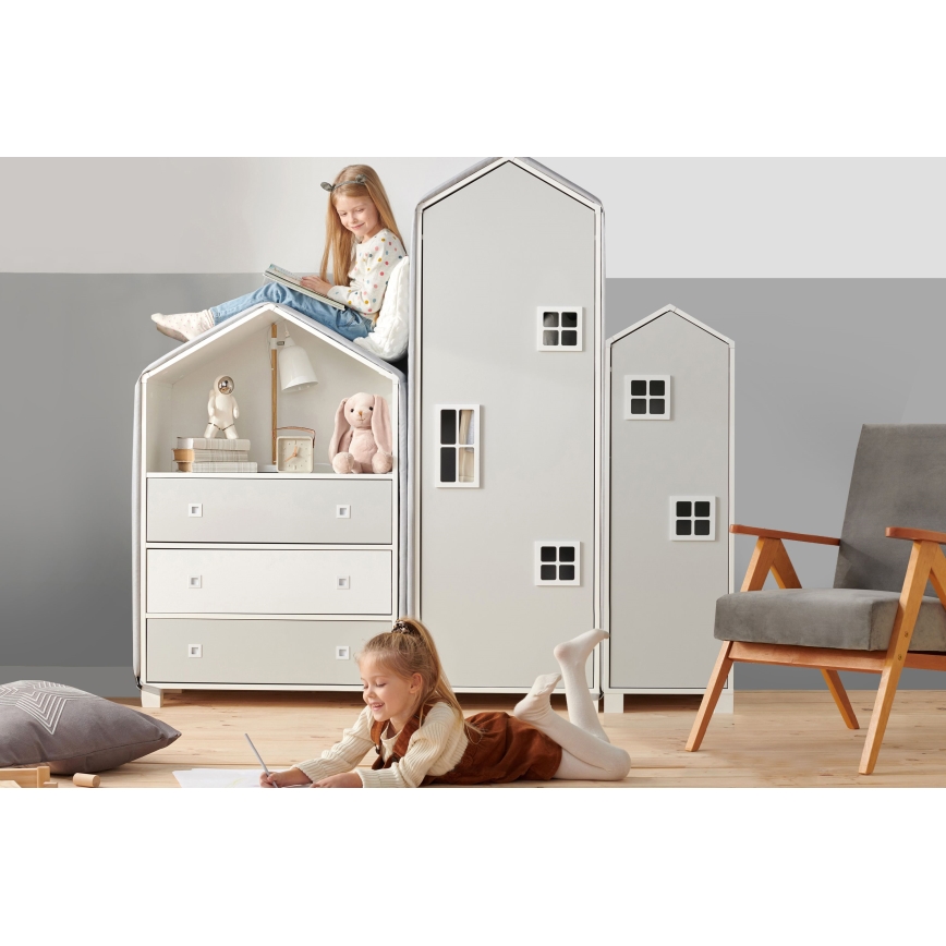 Children's cabinet MIRUM 126x80 cm λευκό/γκρι