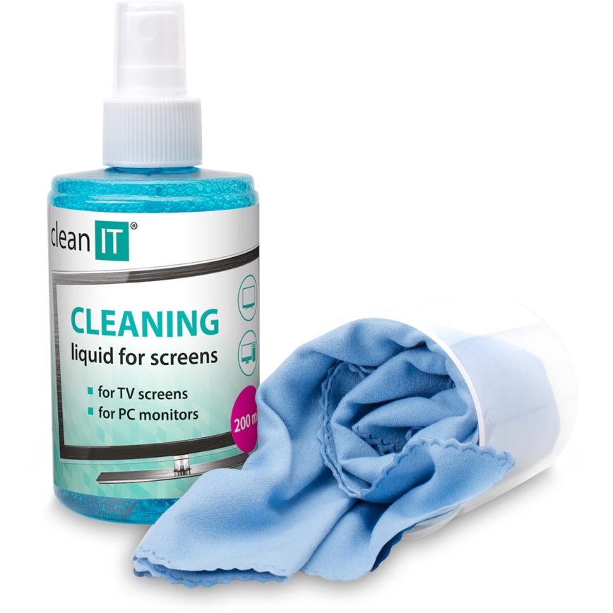 CLEAN IT CL-180 - Yγρό καθαρισμού + πανί για οθόνες 200 mm