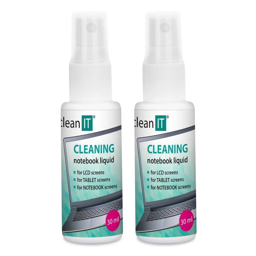CLEAN IT CL-182 - Yγρό καθαρισμού + πανί για οθόνες 2x 30 mm