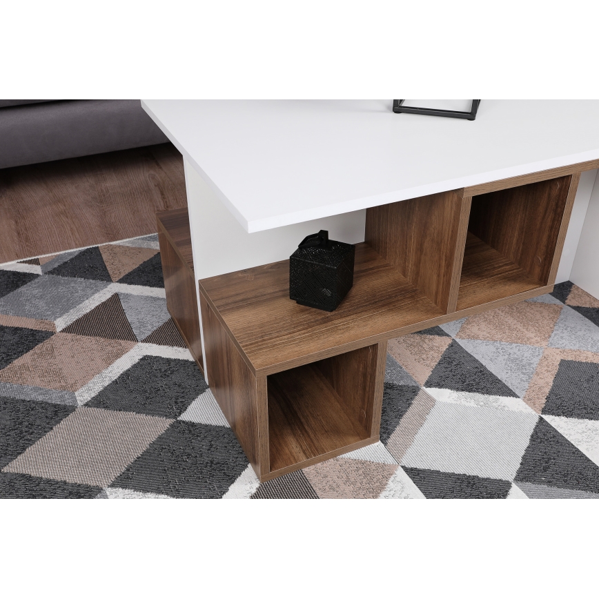 Coffee table DILAY 52x100 cm brown/white