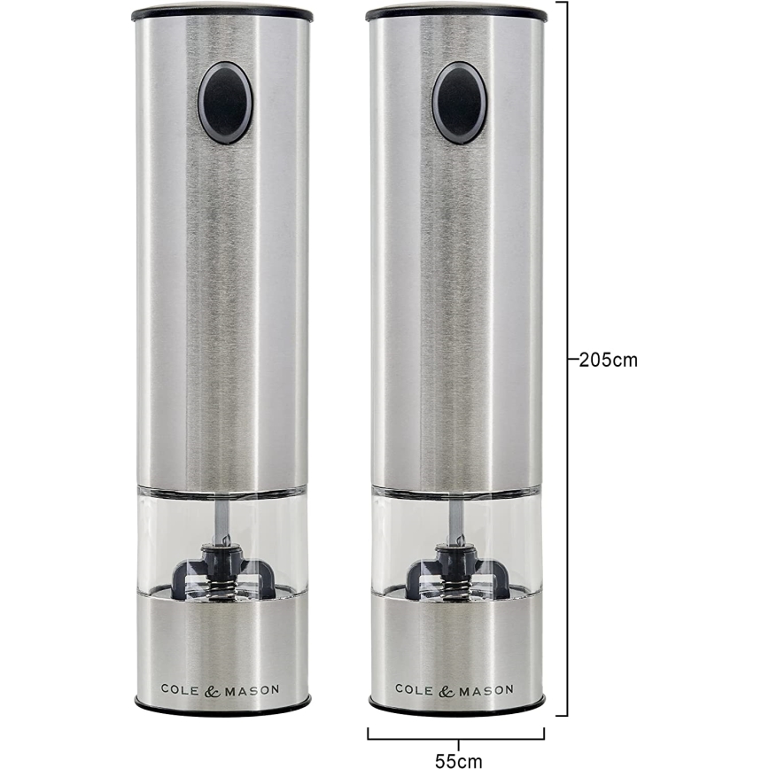 Cole&Mason - Σετ ηλεκτρικών μύλων μπαχαρικών BATTERSEA 2 τεμ. 6xAAA