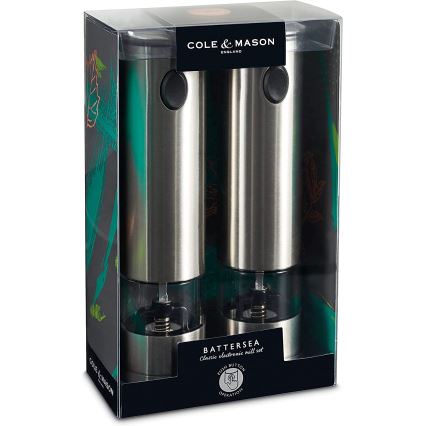 Cole&Mason - Σετ ηλεκτρικών μύλων μπαχαρικών BATTERSEA 2 τεμ. 6xAAA