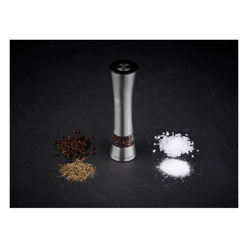 Cole&Mason - Ηλεκτρικό salt or pepper grinder BURFORD 4xAAA 18 cm ματ χρώμιο
