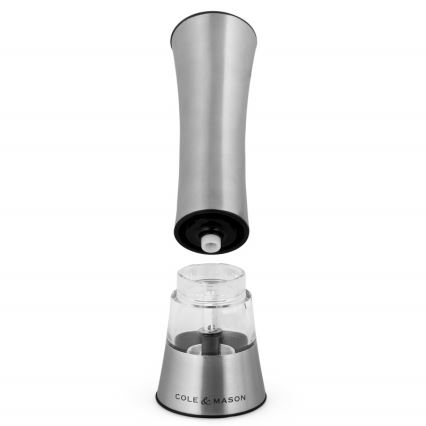 Cole&Mason - Ηλεκτρικό salt or pepper grinder BURFORD 4xAAA 18 cm ματ χρώμιο