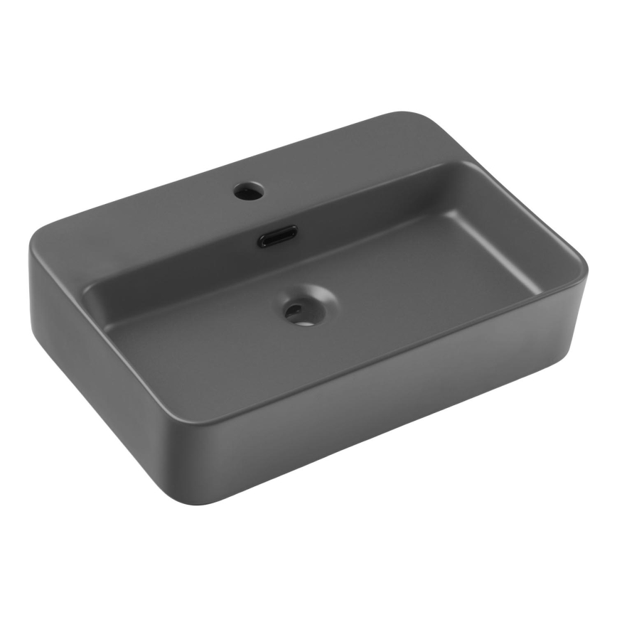 COMAD TRUST 2 MATT DARK GREY ( E-6282 ) - Νιπτήρας μπάνιου TRUST 55x38 cm κεραμικός/ματ γκρι