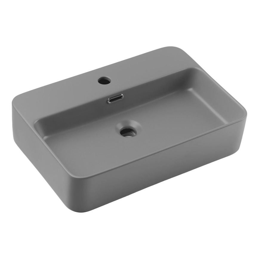 COMAD TRUST 2 MATT LIGHT GREY ( E-6282 ) - Νιπτήρας μπάνιου TRUST 55x38 cm κεραμικός/ματ γκρι