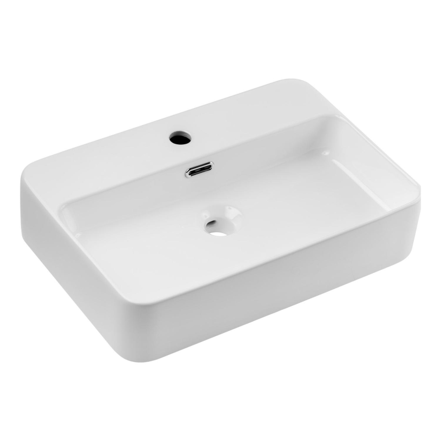 COMAD TRUST 2 WHITE ( E-6282 ) - Νιπτήρας μπάνιου TRUST 55x38 cm κεραμικός/γυαλιστερό λευκό