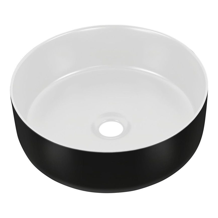 COMAD UM-6259 SIMPLE 8. - Νιπτήρας μπάνιου SIMPLE διάμετρος 36 cm κεραμικός/λευκό ματ/ματ μαύρο