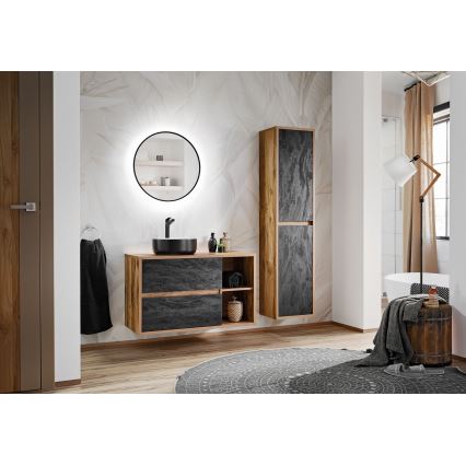 COMAD UM-6259 SIMPLE 8. - Νιπτήρας μπάνιου SIMPLE διάμετρος 36 cm κεραμικός/λευκό ματ/ματ μαύρο