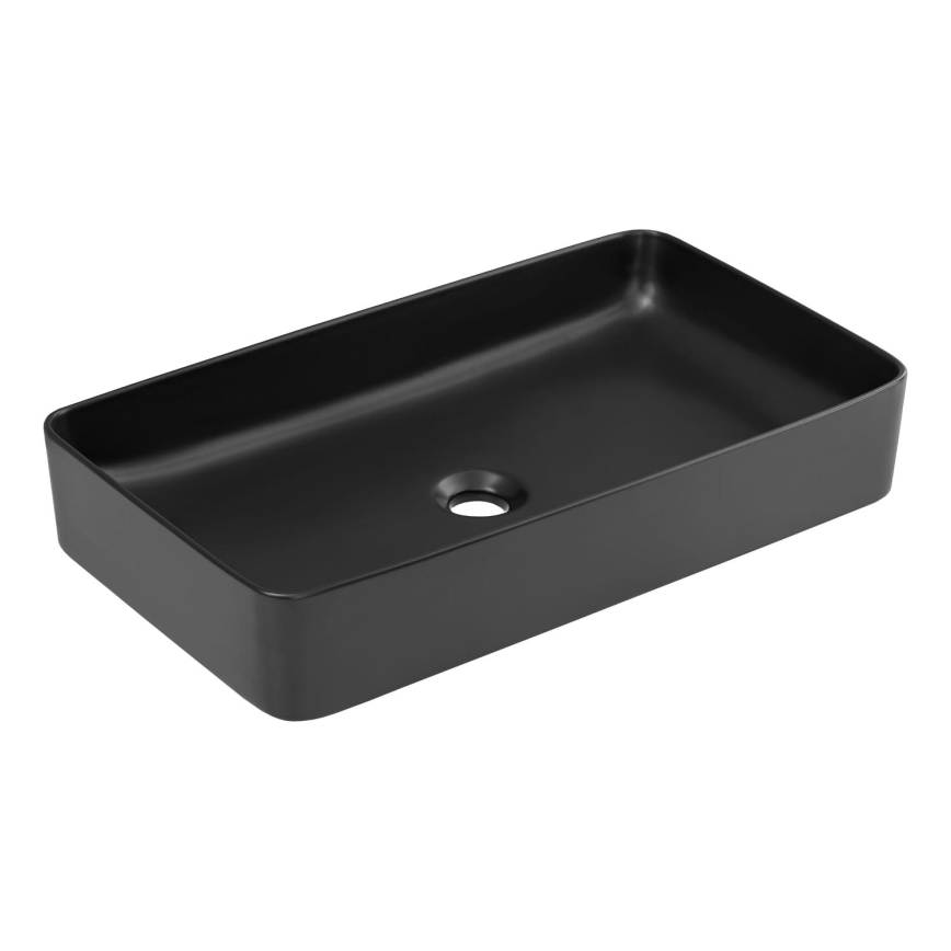 COMAD UM-6275 SLIM 60 BLACK DP - Νιπτήρας μπάνιου SLIM 61x34 cm κεραμικός/ματ μαύρο
