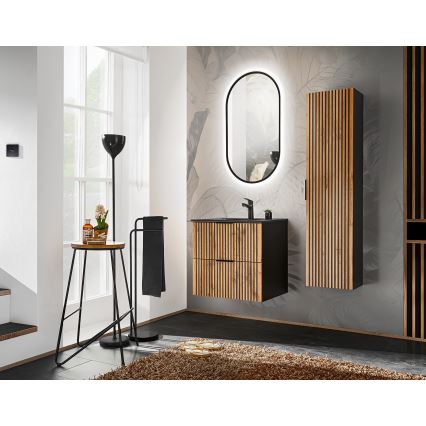 COMAD XILO BLACK WOTAN 82-60-D-2S - Ντουλάπι μπάνιου κάτω από νιπτήρα XILO 57x60,2 cm μαύρο/δρυς Wotan