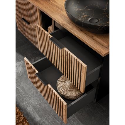 COMAD XILO BLACK WOTAN 82-60-D-2S - Ντουλάπι μπάνιου κάτω από νιπτήρα XILO 57x60,2 cm μαύρο/δρυς Wotan