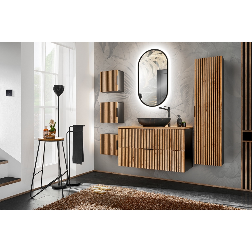 COMAD XILO BLACK WOTAN 82-80-D-2S - Ντουλάπι μπάνιου κάτω από τον νιπτήρα XILO 57x80,2 cm μαύρο/δρυς Wotan