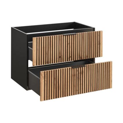 COMAD XILO BLACK WOTAN 82-80-D-2S - Ντουλάπι μπάνιου κάτω από τον νιπτήρα XILO 57x80,2 cm μαύρο/δρυς Wotan