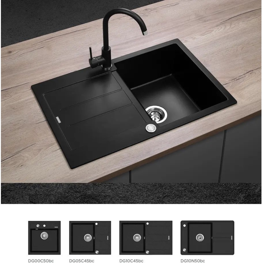 Concept BDG3334BC - Μπαταρία κουζίνας 33,5 εκ. φινίρισμα γρανίτη/μαύρο