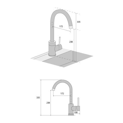 Concept BDG3334BC - Μπαταρία κουζίνας 33,5 εκ. φινίρισμα γρανίτη/μαύρο