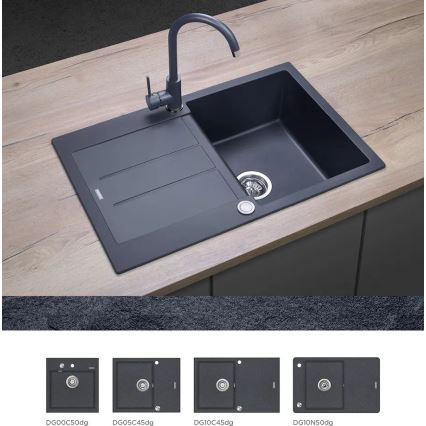 Concept BDG3334DG - Μπαταρία νεροχύτη 33,5 cm γρανίτης/σκούρο γκρι