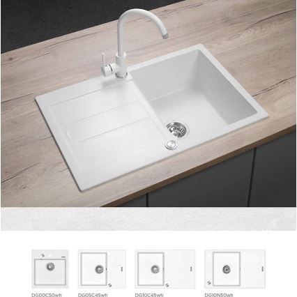 Concept BDG3334WH - Μπαταρία νεροχύτη 33,5 cm γρανίτης/λευκό