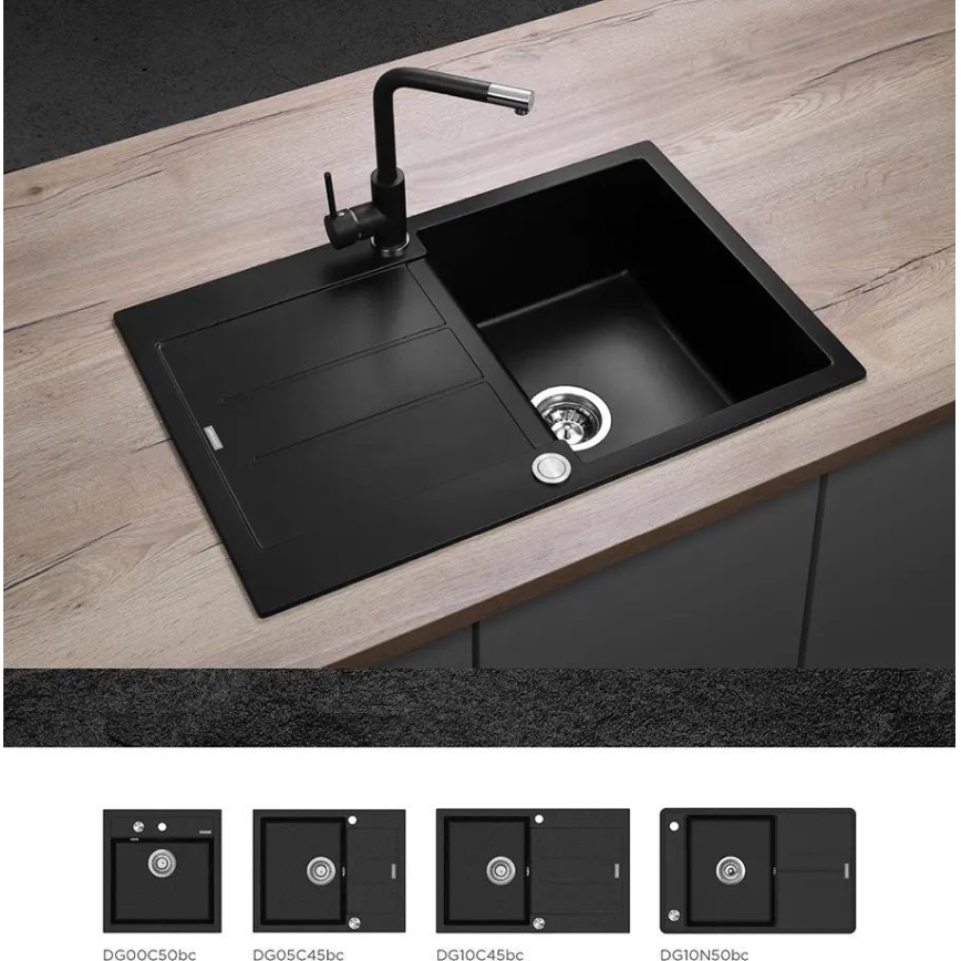 Concept BDG4327BC - Μπαταρία νεροχύτη 27,3 cm γρανίτης/μαύρο