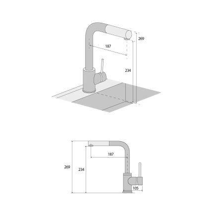 Concept BDG4527BC - Μπαταρία νεροχύτη με ανασύρσιμο ψεκαστήρα 26,9 cm γρανιτένιο/μαύρο