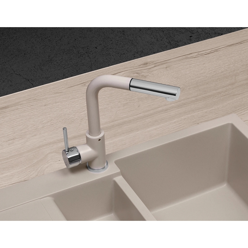 Concept BDG4527BE - Μπαταρία κουζίνας με ανασυρόμενη κεφαλή ντους 26,9 cm γρανίτης/μπεζ