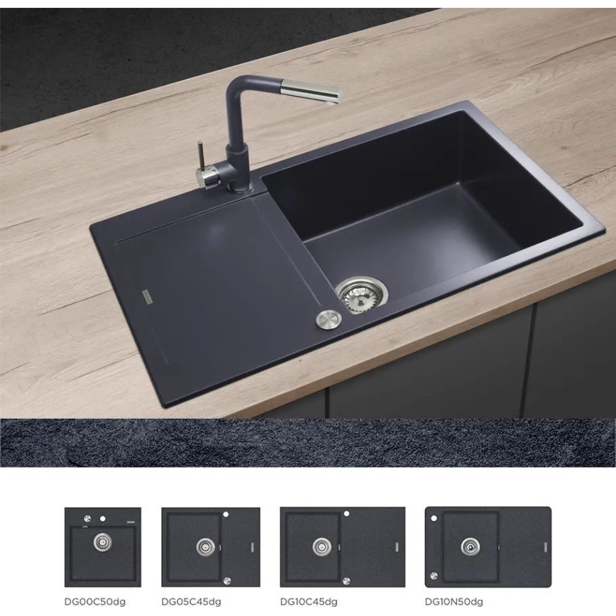 Concept BDG4527DG - Μπαταρία νεροχύτη με αποσπώμενο ψεκαστήρα 26,9 cm γρανίτης/σκούρο γκρι