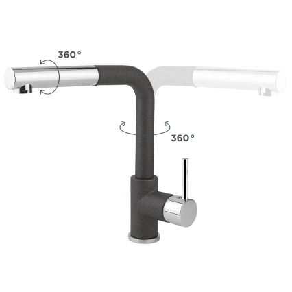 Concept BDG4527DG - Μπαταρία νεροχύτη με αποσπώμενο ψεκαστήρα 26,9 cm γρανίτης/σκούρο γκρι