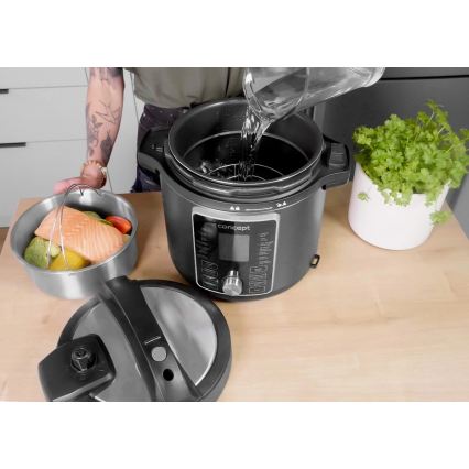 Concept CK8000 - Πολυλειτουργική ηλεκτρική χύτρα ταχύτητας και αεροφριτέζα 5,6 l 11 σε 1 1500W/230V μαύρο