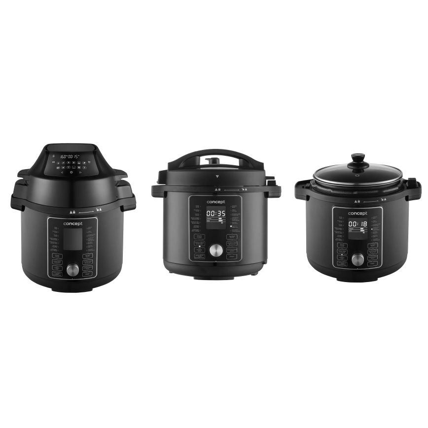 Concept CK8000 - Πολυλειτουργική ηλεκτρική χύτρα ταχύτητας και αεροφριτέζα 5,6 l 11 σε 1 1500W/230V μαύρο