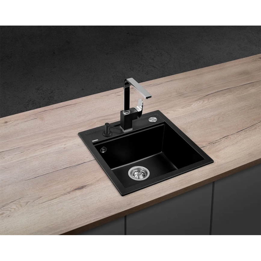 Concept DG00C50BC - Νεροχύτης κουζίνας CUBIS 49x51 cm γρανιτένιος/μαύρος