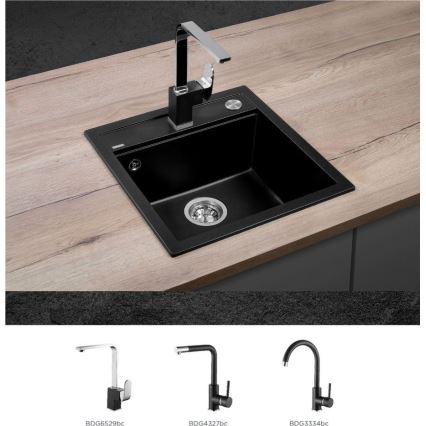 Concept DG00C50BC - Νεροχύτης κουζίνας CUBIS 49x51 cm γρανιτένιος/μαύρος