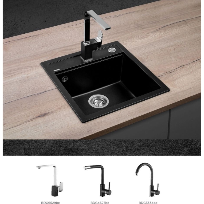 Concept DG00C50BC - Νεροχύτης κουζίνας CUBIS 49x51 cm γρανιτένιος/μαύρος