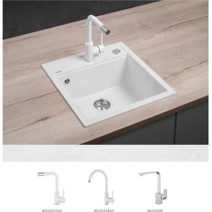 Concept DG00C50WH - Νεροχύτης κουζίνας CUBIS 49x51 cm γρανιτένιος/λευκός