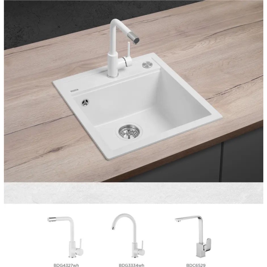 Concept DG00C50WH - Νεροχύτης κουζίνας CUBIS 49x51 cm γρανιτένιος/λευκός