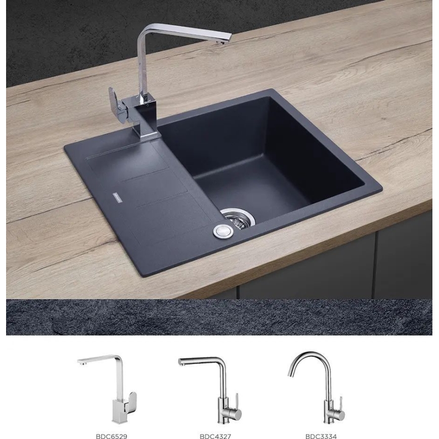 Concept DG05C45DG - Νεροχύτης κουζίνας CUBIS 50x62 cm γρανίτης/σκούρο γκρι